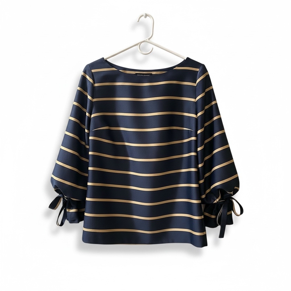 Banana Republic Striped Navy and Gold Blouse, size Small, NWOT.